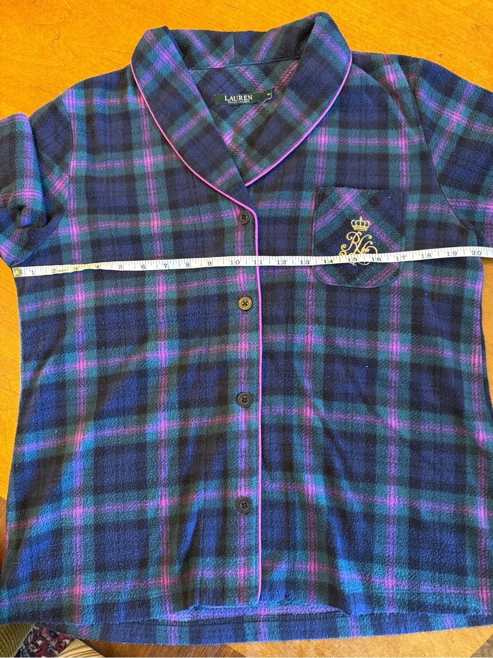 Ralph Lauren Purple Teal Pink Plaid Fleece Pajama Set Size M - Picture 13 of 15
